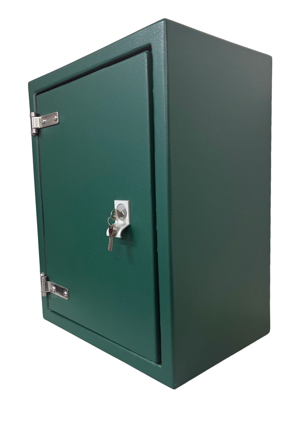Compact green single-door GRP cabinet