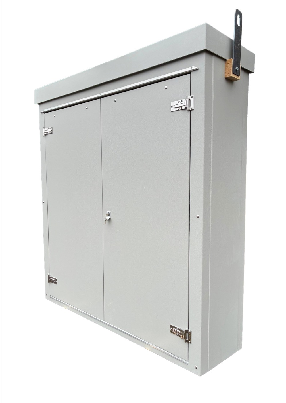 Large grey double-door GRP cabinet