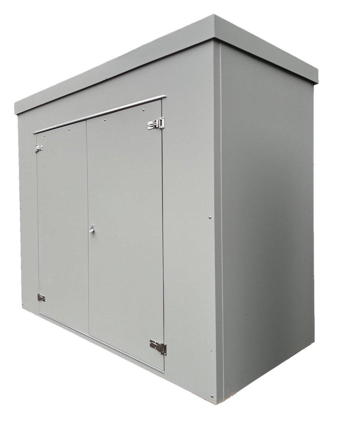 Large grey GRP cabinet with double doors