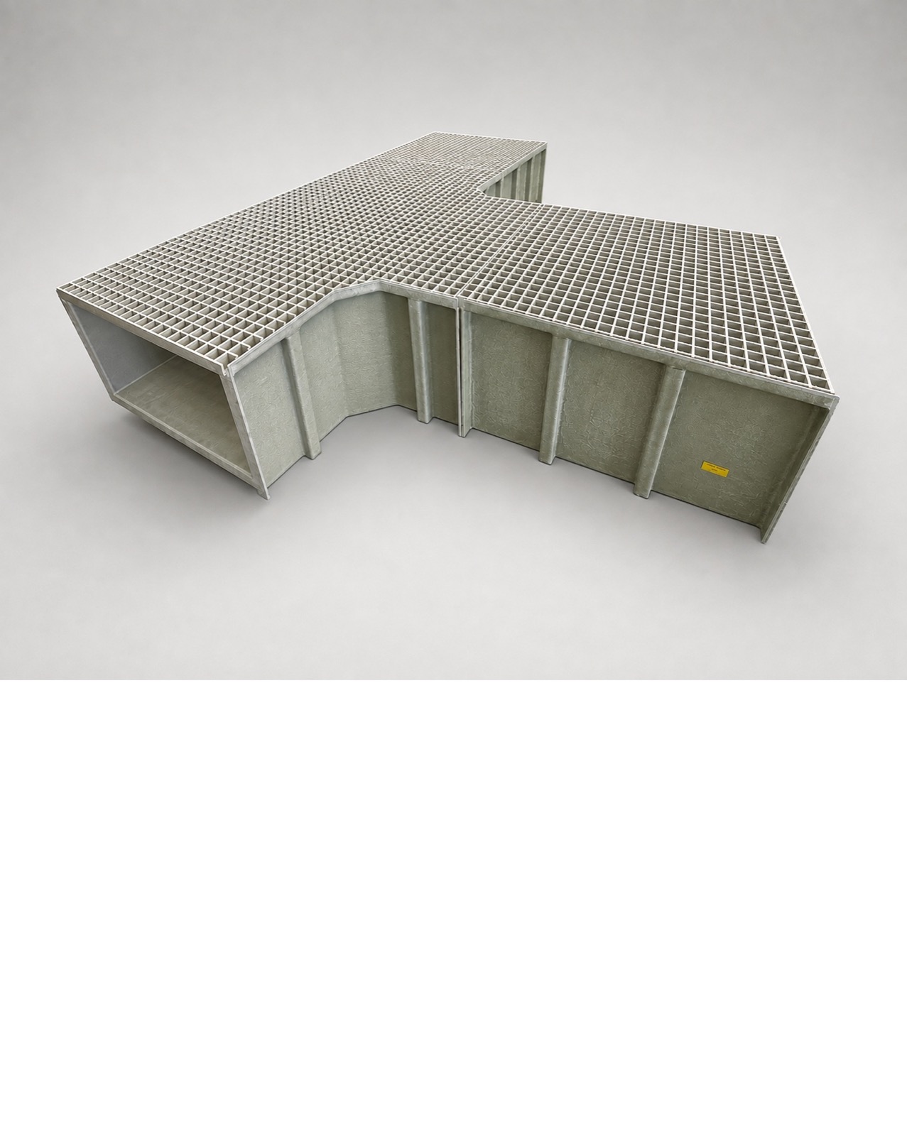 GRP cable trough T-shaped configuration with grating cover