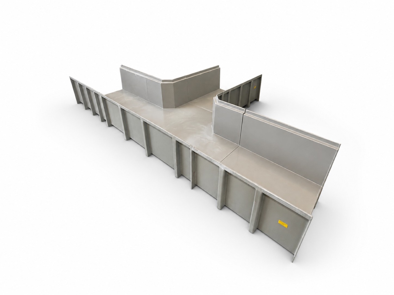 Large GRP cable trough T-section configuration