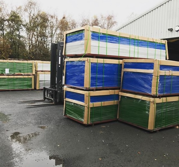 Blue GRP grating panels in stock