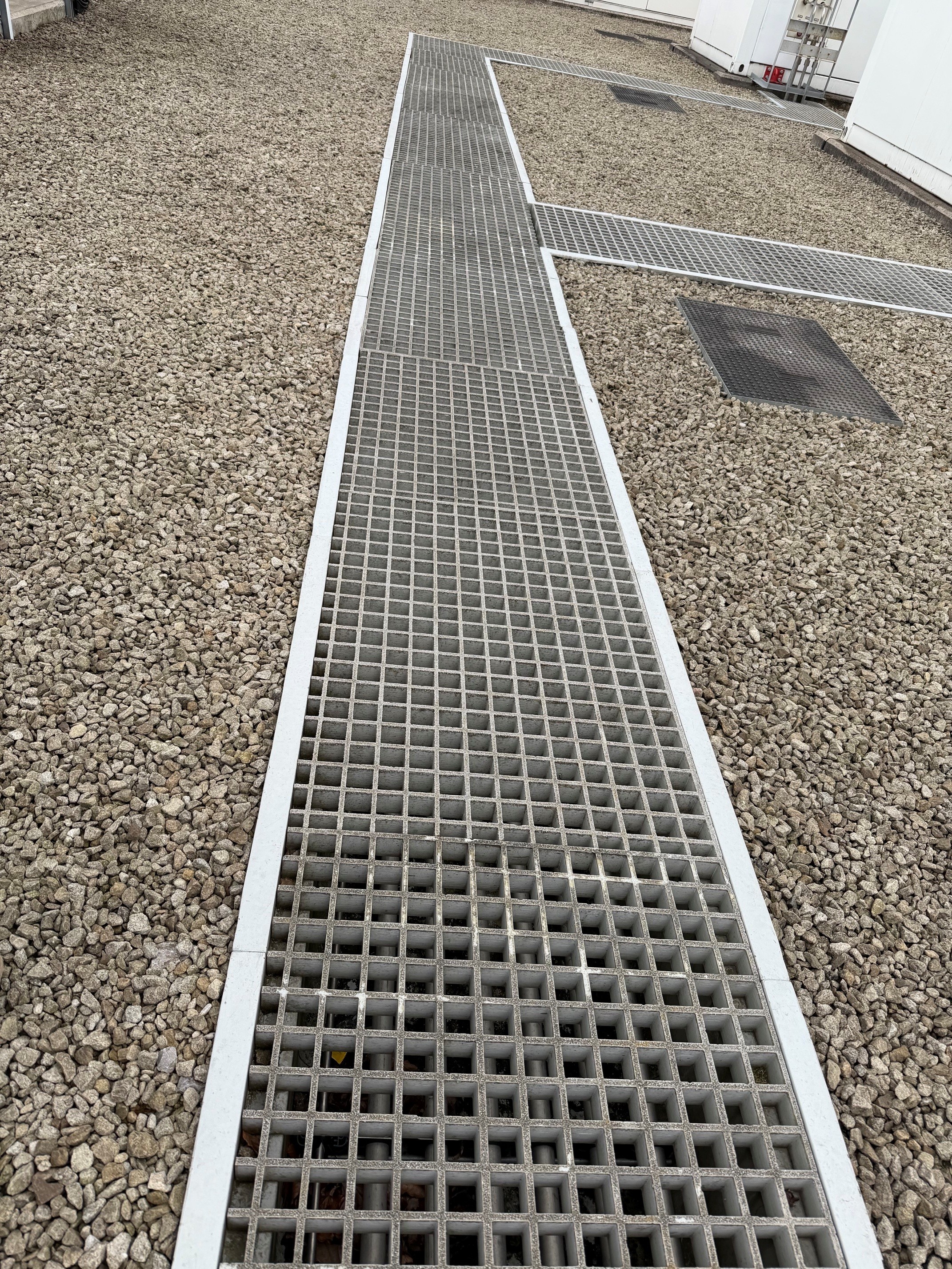 GRP grating installed with a cable trough system