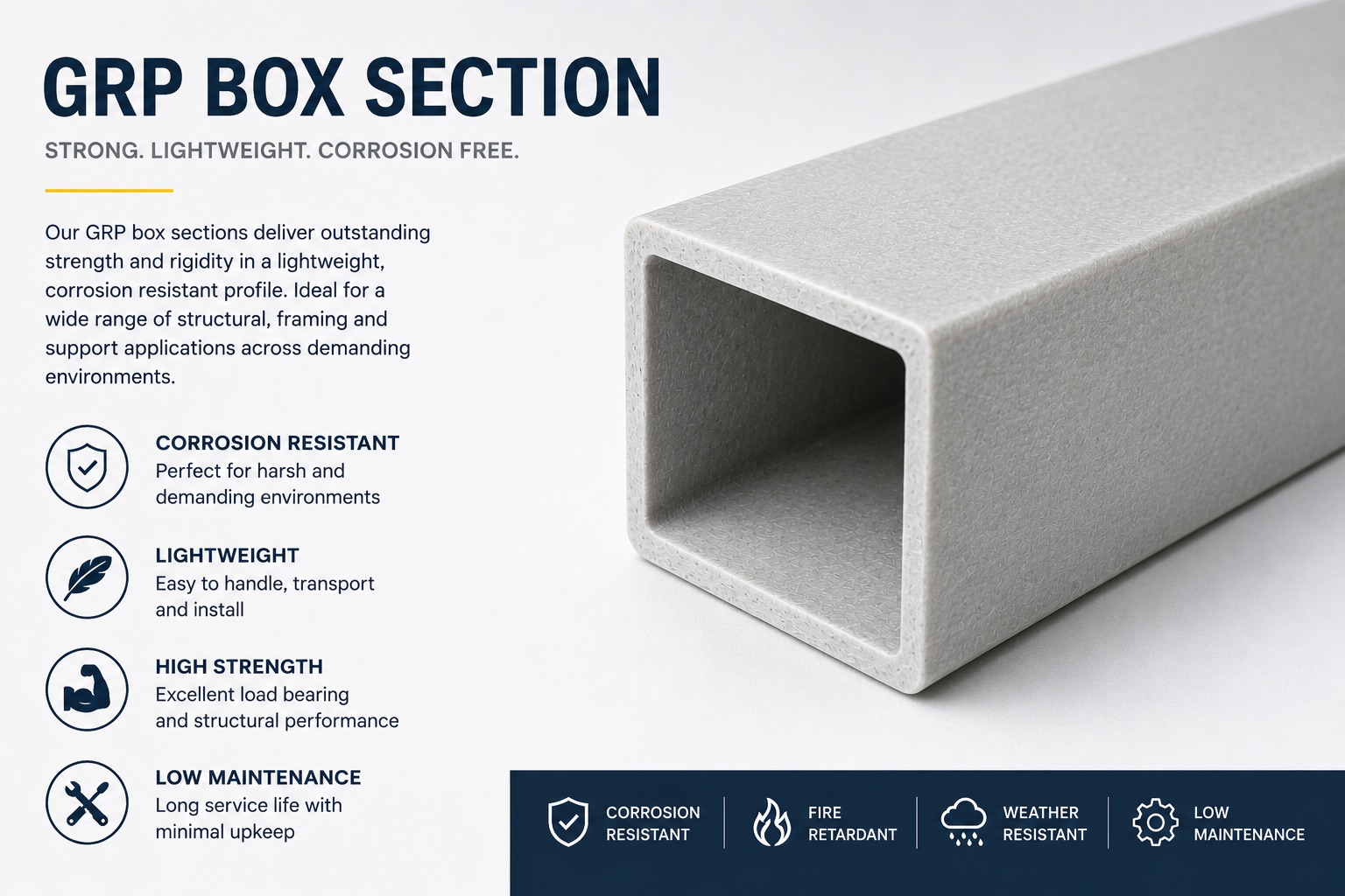 GRP box section structural profile