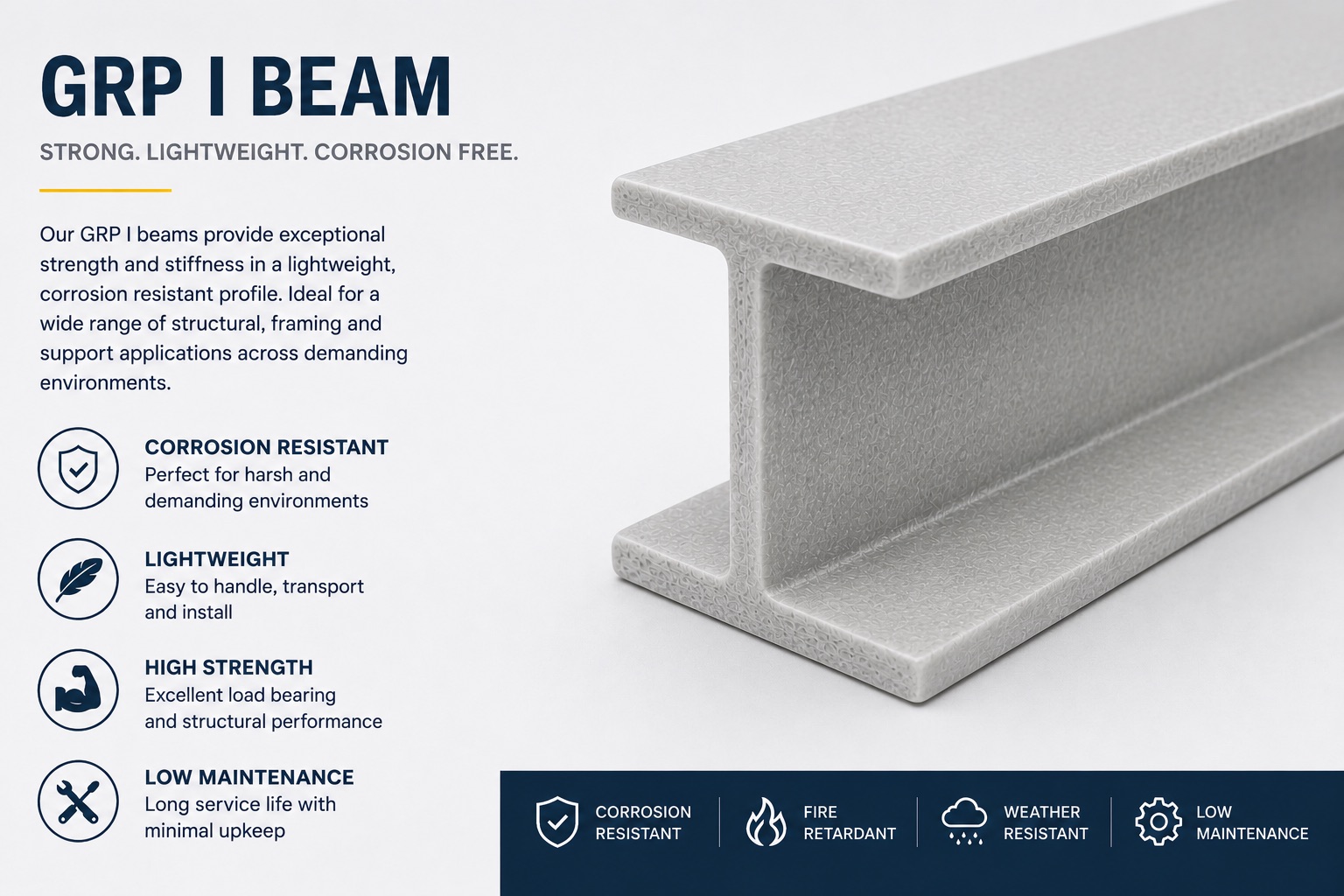 GRP I-beam structural profile