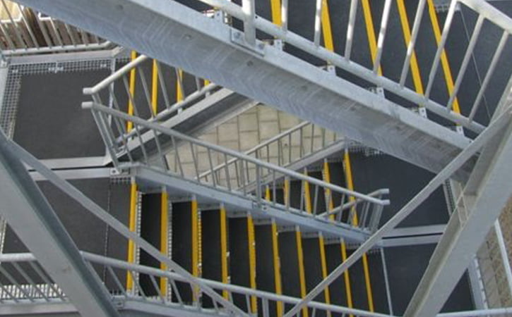 GRP stair treads installed on industrial stairs